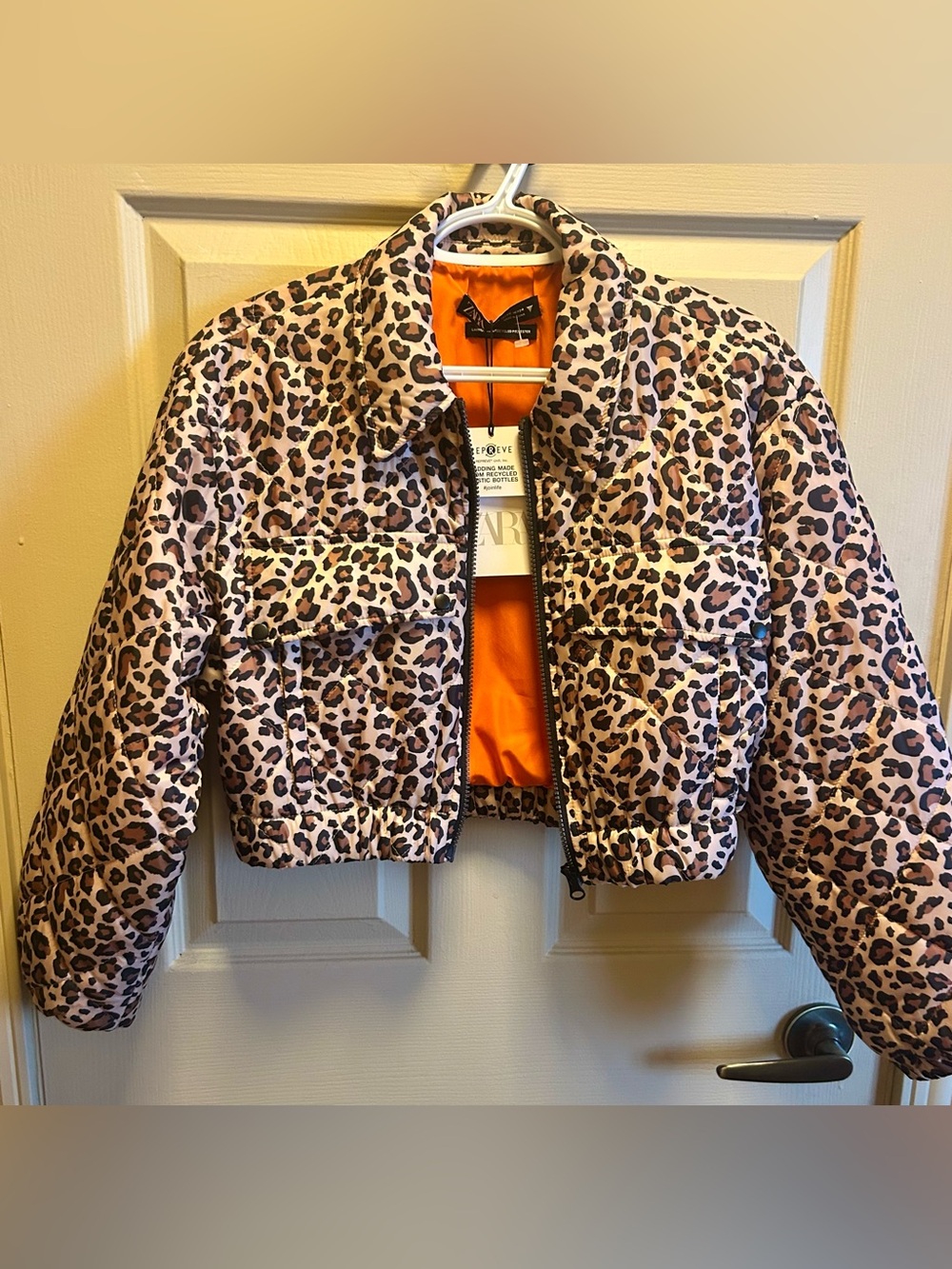 Zara Leopard Print Light Puffer Jacket